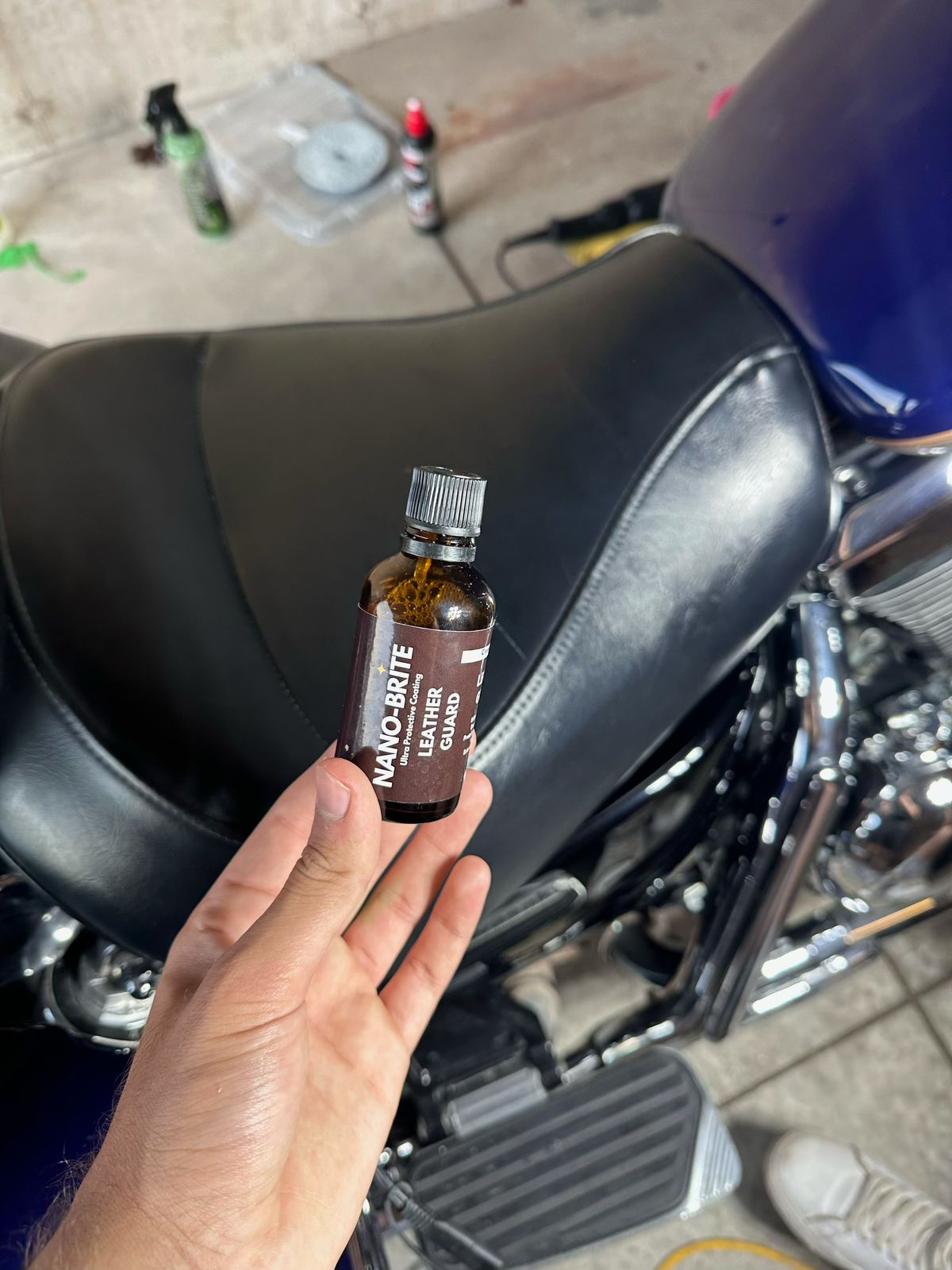 Motorcycle leather treatment
